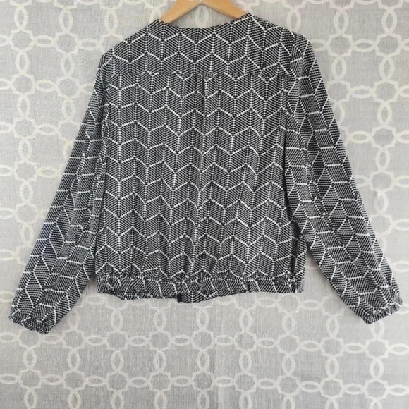Roz‎ & Ali Full Zip Pattern Long Sleeve Shirt Women's M - Picture 2 of 9